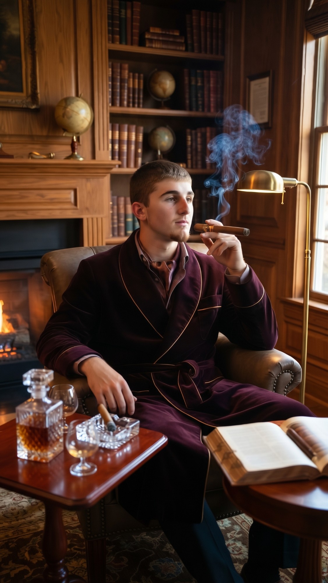 Jeremy Garber in a smoking jacket with a Cigarbers cigar